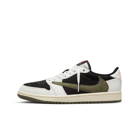 Nike Travis Scott x Air Jordan 1 "Medium Olive" Sneakers with Reverse Swoosh
