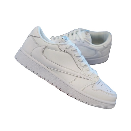 Nike Travis Scott x Air Jordan 1 Low OG SP "White Party" Sneakers with White Leather Overlays