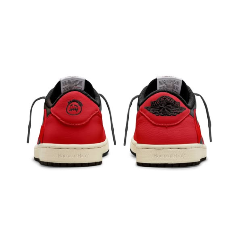 Nike Travis Scott x Air Jordan 1 Low "Bred" Custom Sneakers with Reverse Swoosh