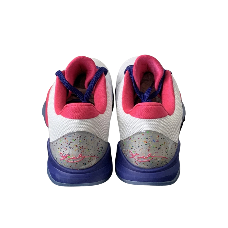 Nike Zoom Kobe 5 Protro Kay Yow Sneaker rear view with bold pink and white colorway.