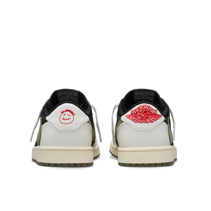 Nike Travis Scott x Air Jordan 1 "Medium Olive" Sneakers with Reverse Swoosh