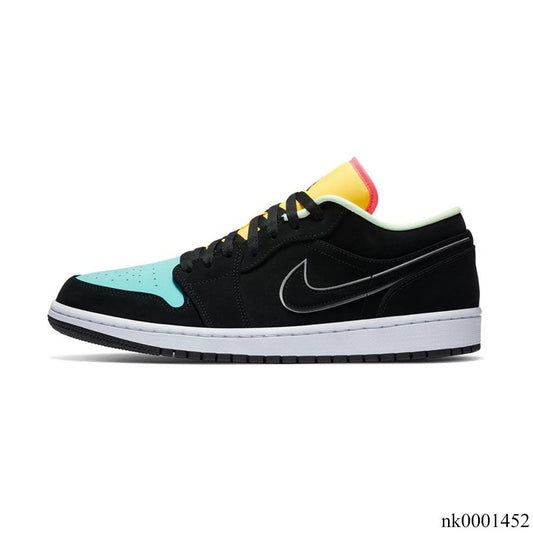 AJ 1 Low Black Aurora Green Laser Orange Shoes Women's Sneakers – Nk0001452