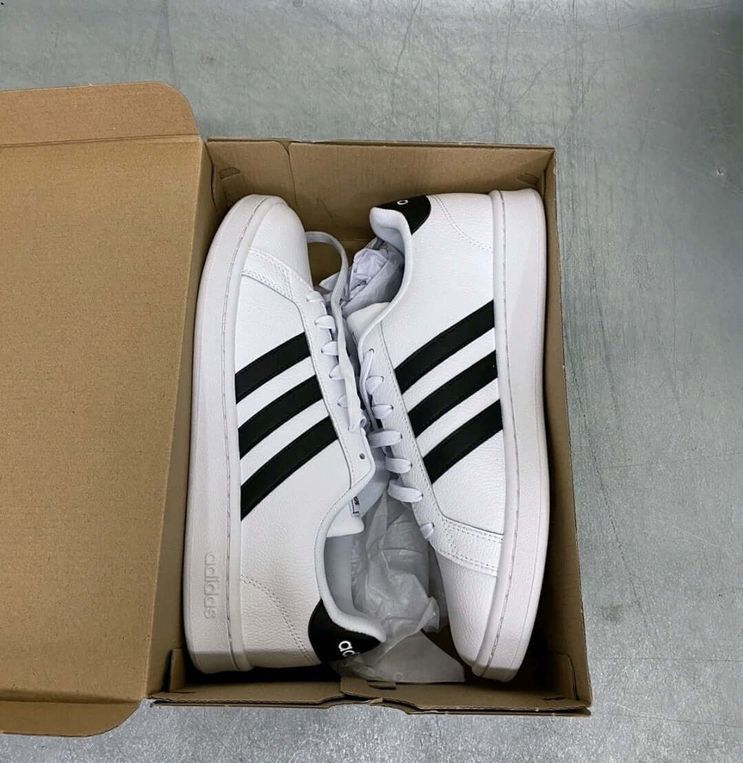 Adidas Grand Court 2.0 EL Kids Sneakers – White/Black GW6521 | Size 4 | Classic Everyday Comfort