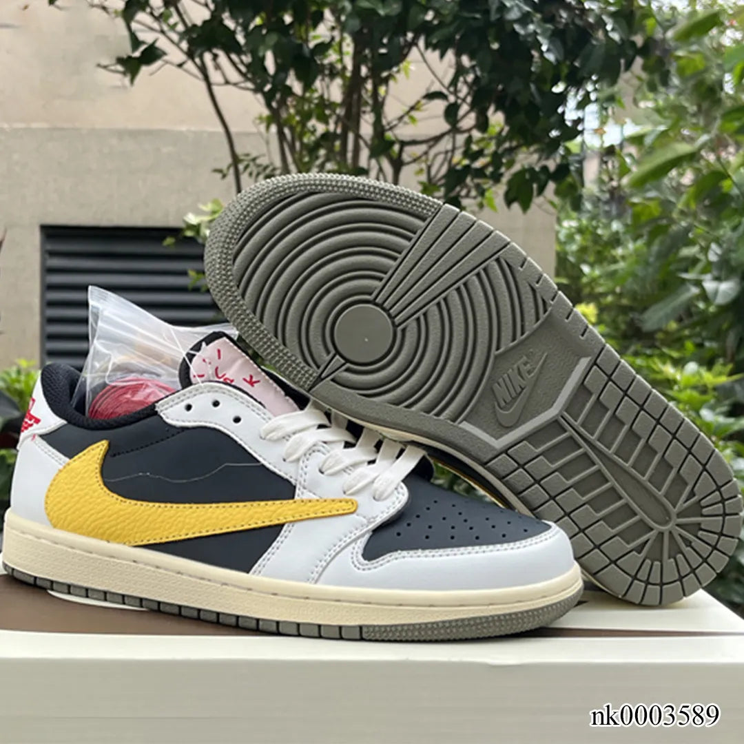 AJ 1 Low x Travis Scott Black & Yellow Shoes Women's Sneakers – Nk0003589