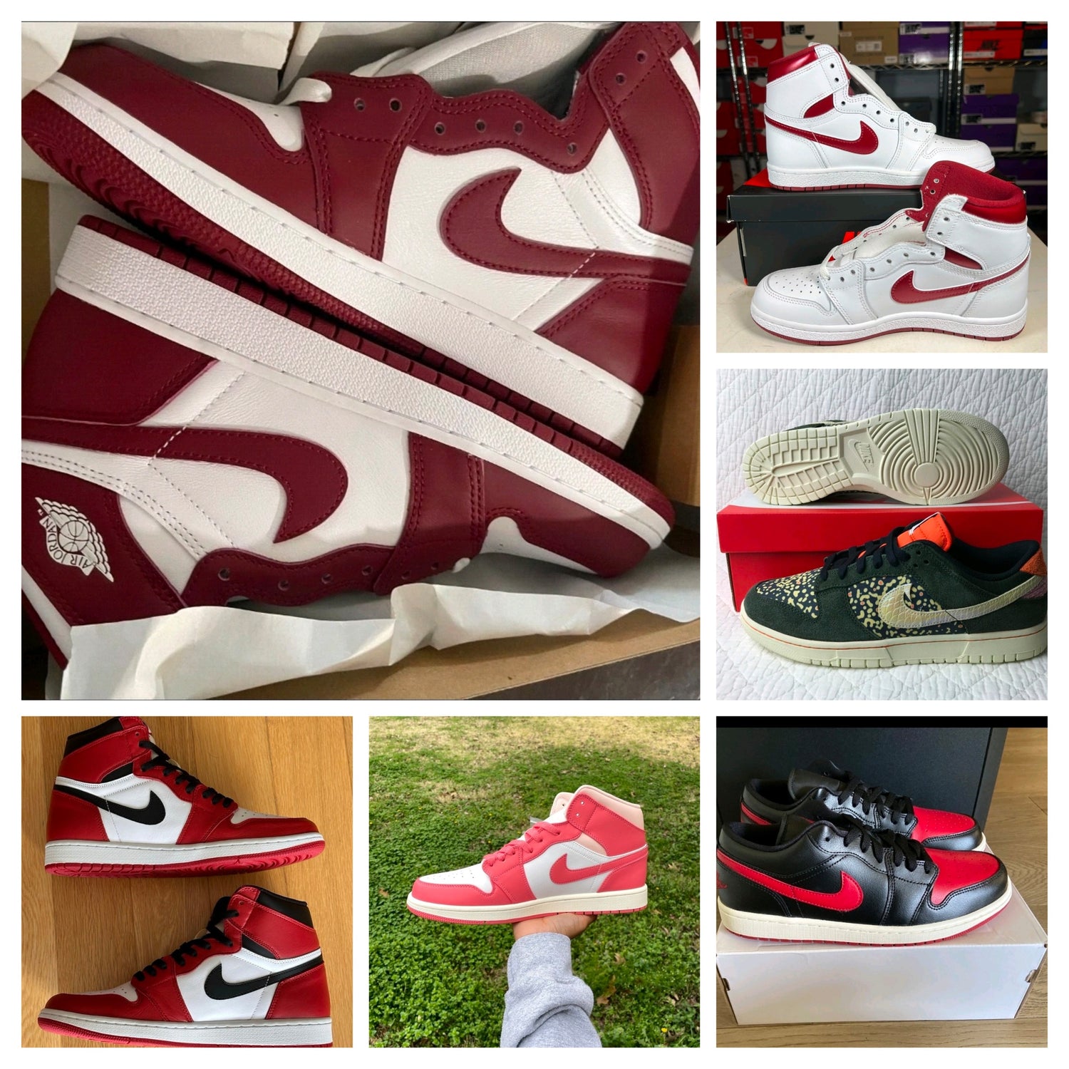 Home page showcasing a collection of various Nike sneakers in red and white colorways.