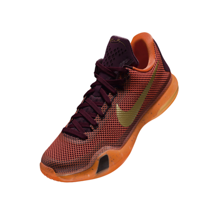 Nike Kobe 10 Silk Road Basketball Shoe with Merlot, Total Orange, and Metallic Gold