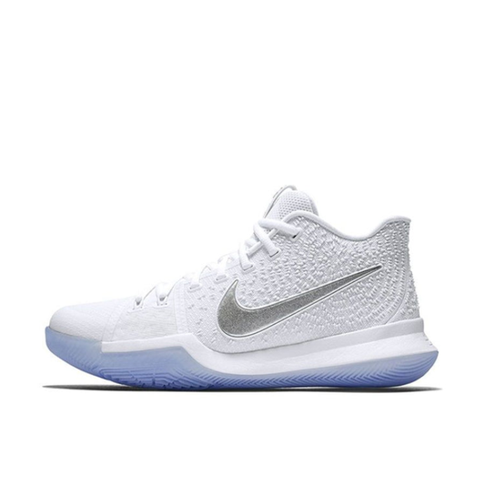 Nike Kyrie 3 EP "White Chrome" Basketball Shoes with white upper and blue translucent outsole