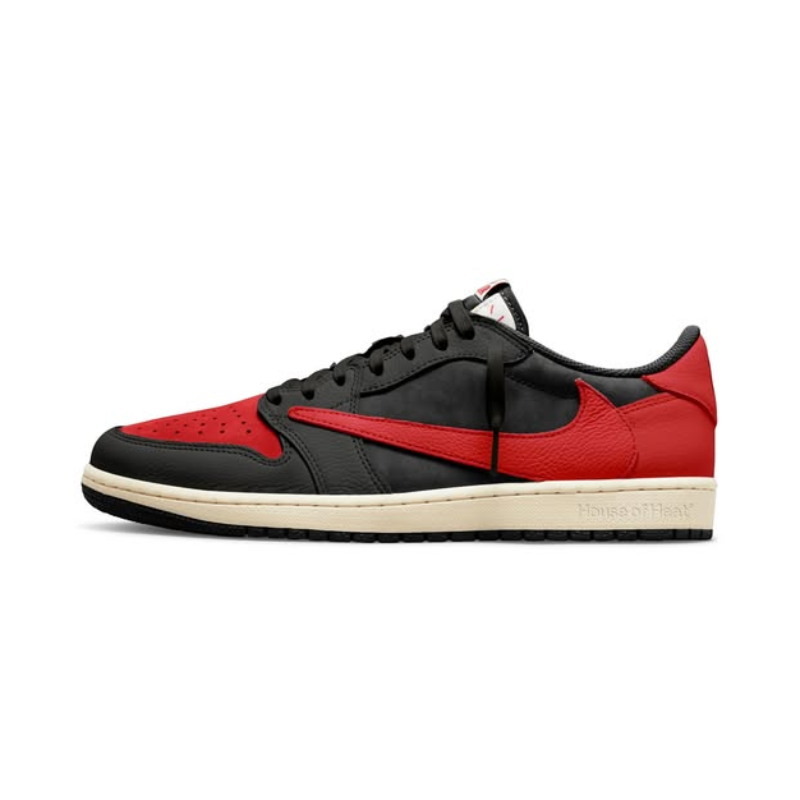 Nike Travis Scott x Air Jordan 1 Low "Bred" Custom Sneakers with Reverse Swoosh