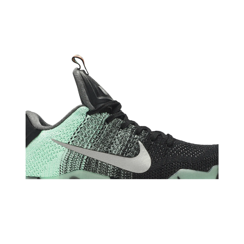 Nike Kobe 11 Elite Low All Star Northern Lights basketball shoes in green glow and black Flyknit design