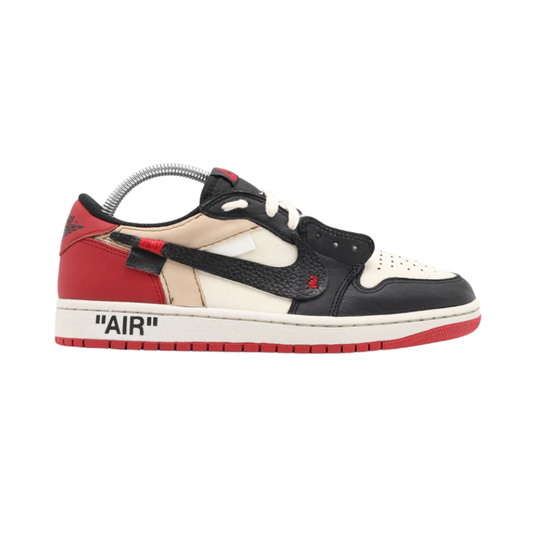 Nike Travis Scott x Air Jordan 1 Low "Black Toe" Sneakers with Reverse Swoosh and "AIR" Text
