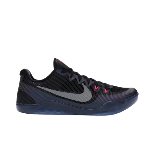 Nike Kobe 11 EM Low Invisibility Cloak Basketball Shoes with black and purple smoke engineered mesh upper and translucent outsole