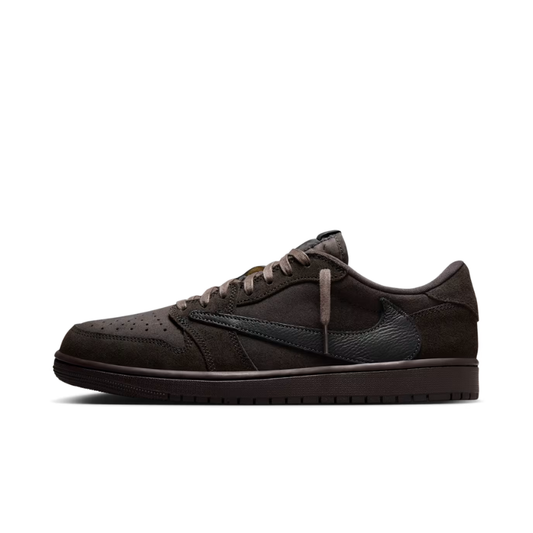 Nike Travis Scott x Air Jordan 1 Low "Dark Mocha" Sneakers with Reverse Swoosh and Embroidered Bee