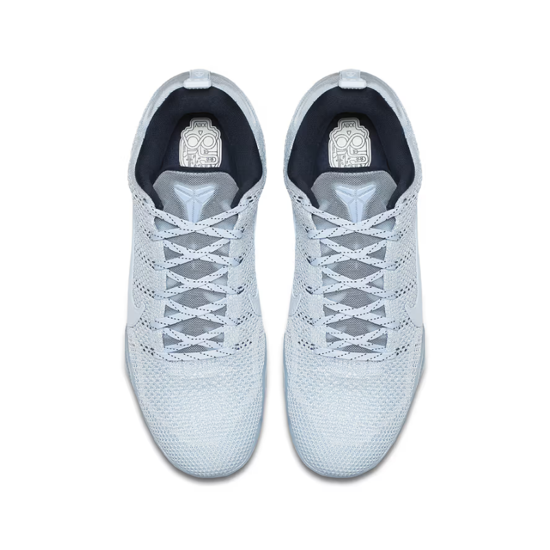 Nike Kobe 11 Elite Low 4KB Pale Horse Basketball Shoes with light grey Flyknit upper and skull motif