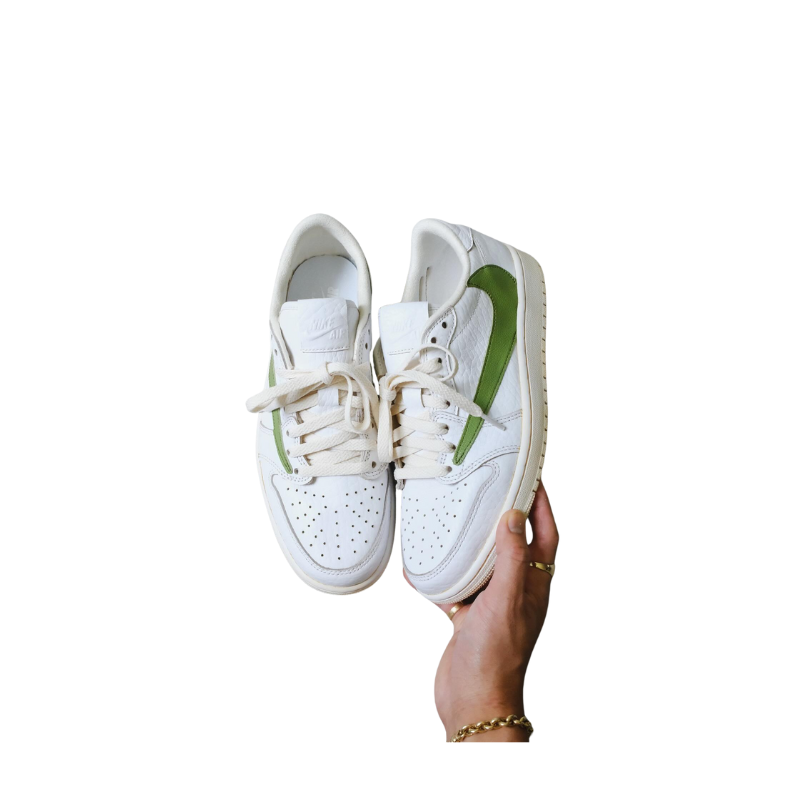 Nike Travis Scott x Air Jordan 1 Low "Matcha" Sneakers with Reverse Green Swoosh