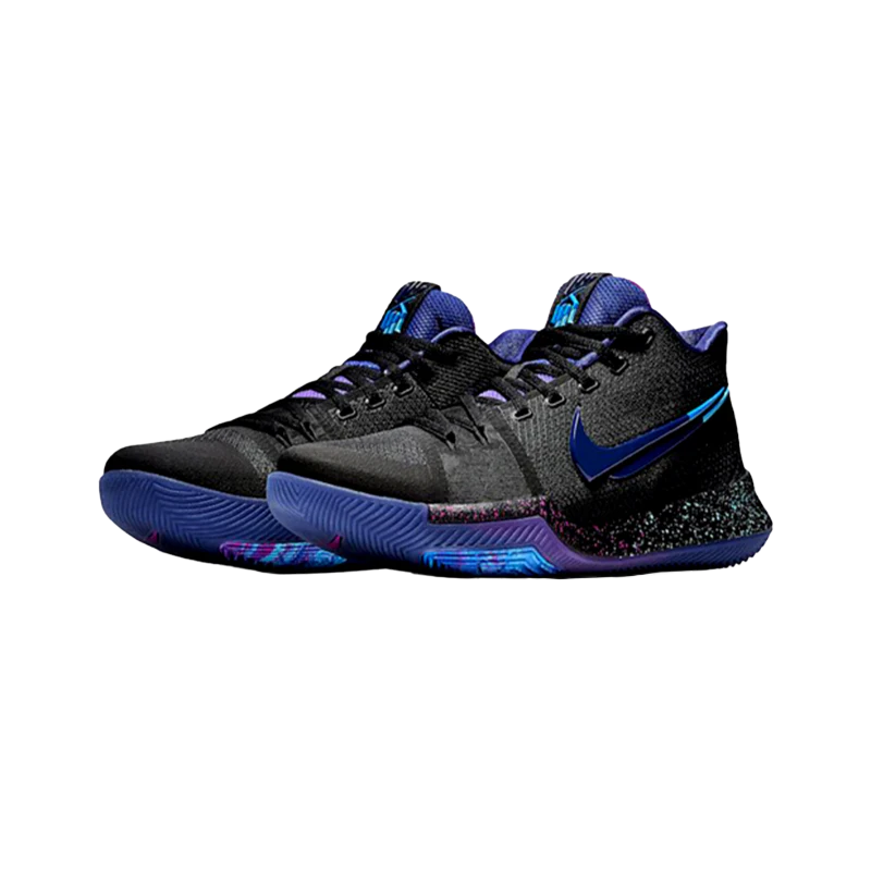 Nike Kyrie 3 "Flip the Switch" Basketball Shoe with jagged metallic Swoosh design and bold colorway.