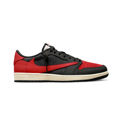 Nike Travis Scott x Air Jordan 1 Low "Bred" Custom Sneakers with Reverse Swoosh