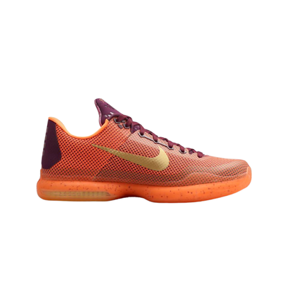 Nike Kobe 10 Silk Road Basketball Shoe with Merlot, Total Orange, and Metallic Gold