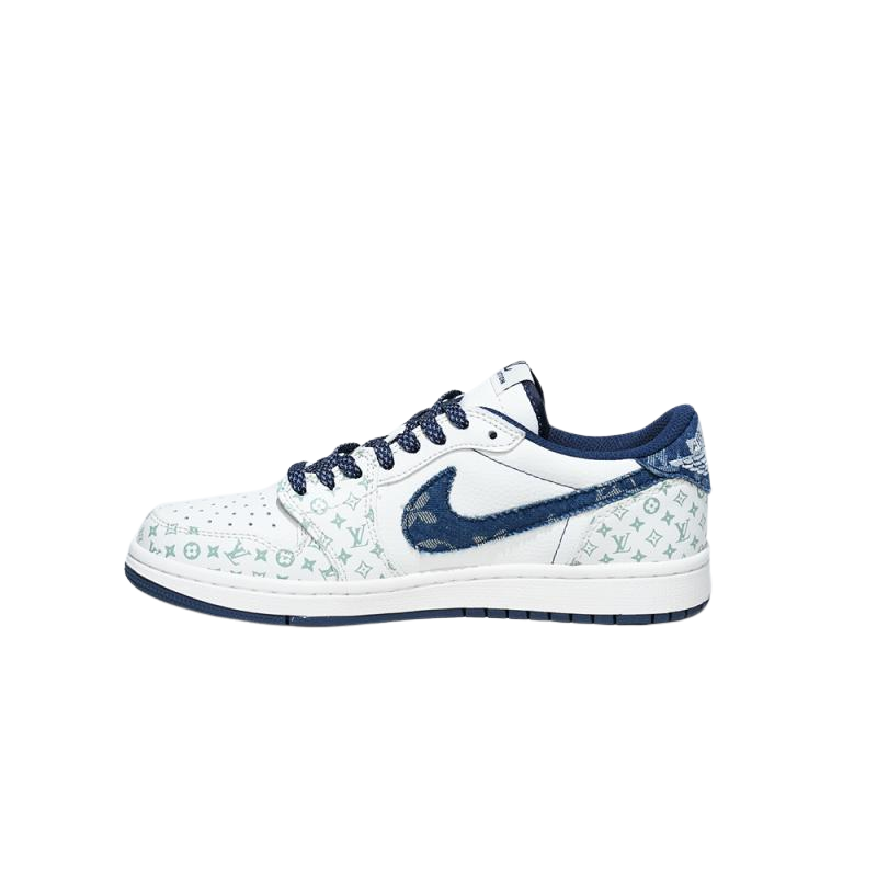 Nike Louis Vuitton x Travis Scott x Air Jordan 1 Low Custom Sneakers with Monogram Pattern