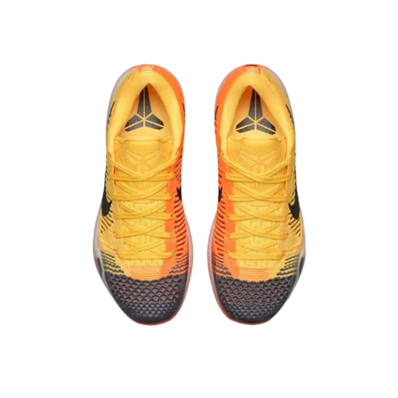 Nike Kobe 10 Elite Low Chester Basketball Shoes with Total Orange accents and Tumbled Grey toe box
