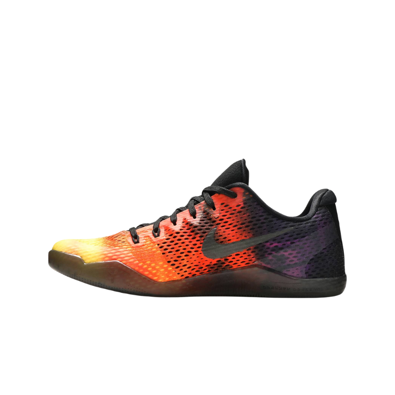 Nike Kobe 11 Sunset Basketball Shoes with multi-color gradient from orange to purple and black accents.