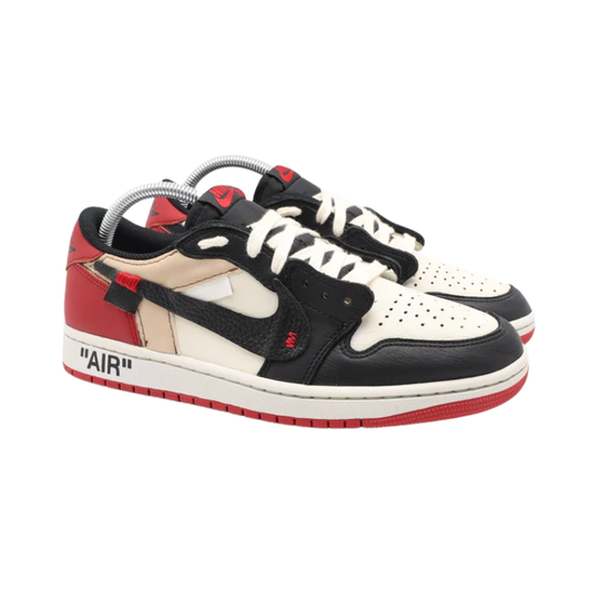 Nike Travis Scott x Air Jordan 1 Low "Black Toe" Sneakers with Reverse Swoosh and "AIR" Text
