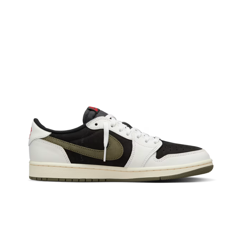 Nike Travis Scott x Air Jordan 1 "Medium Olive" Sneakers with Reverse Swoosh
