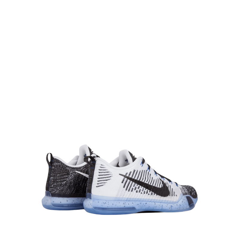 Nike Kobe 10 Elite Premium HTM Shark Jaw Basketball Shoes with white and black knitted upper and transparent rubber sole