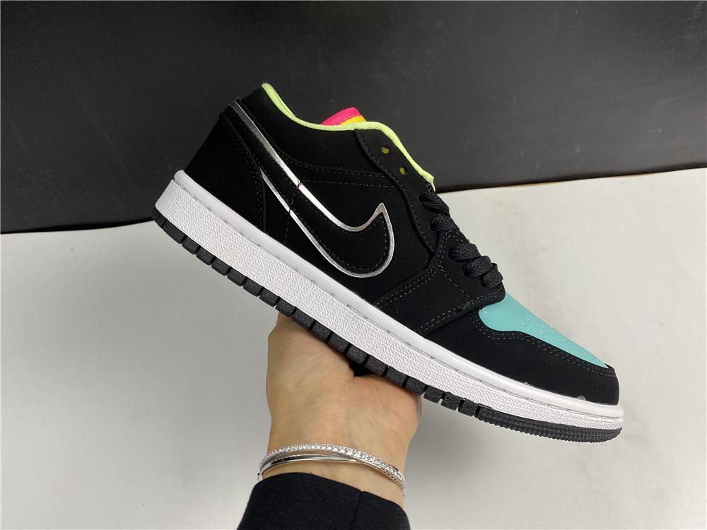 Aj 1 Low Black Aurora Green Laser Orange Shoes Men'S Sneakers – Nk0001452