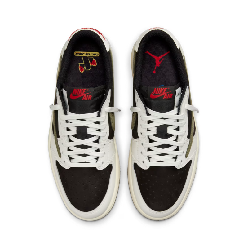 Nike Travis Scott x Air Jordan 1 "Medium Olive" Sneakers with Reverse Swoosh