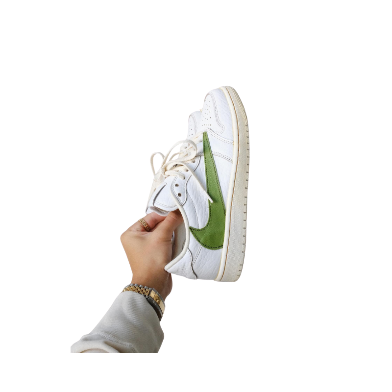 Nike Travis Scott x Air Jordan 1 Low "Matcha" Sneakers with Reverse Green Swoosh