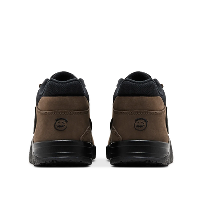 Nike x Travis Scott Jordan Jumpman Jack TR Sneakers in Dark Mocha and Black from the back view.