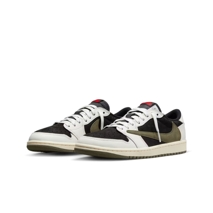 Nike Travis Scott x Air Jordan 1 "Medium Olive" Sneakers with Reverse Swoosh