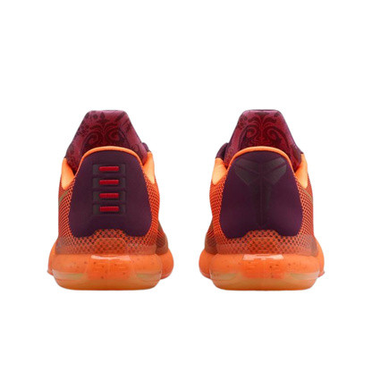 Nike Kobe 10 Silk Road Basketball Shoe with Merlot, Total Orange, and Metallic Gold