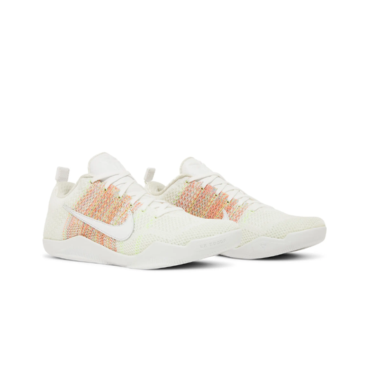 Nike Kobe 11 Elite Low 4KB White Horse Basketball Shoes with white Flyknit upper and multicolor strands