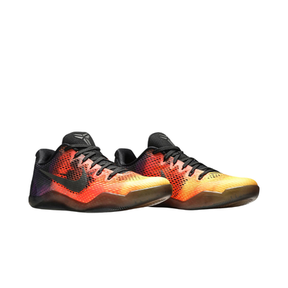 Nike Kobe 11 Sunset Basketball Shoes with multi-color gradient from orange to purple and black accents.