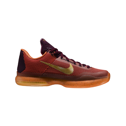 Nike Kobe 10 Silk Road Basketball Shoe with Merlot, Total Orange, and Metallic Gold