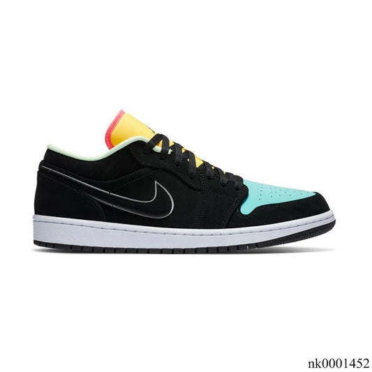 AJ 1 Low Black Aurora Green Laser Orange Shoes Women's Sneakers – Nk0001452