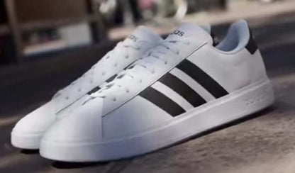 Adidas Grand Court 2.0 EL Kids Sneakers – White/Black GW6521 | Size 4 | Classic Everyday Comfort