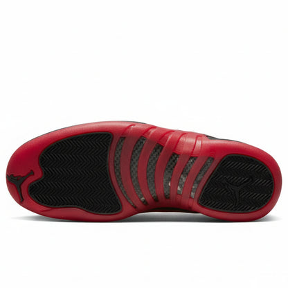 Air Jordan 12 “Flu Game” – Black/Varsity Red | AJ12 Retro shoe sole featuring red and black design.