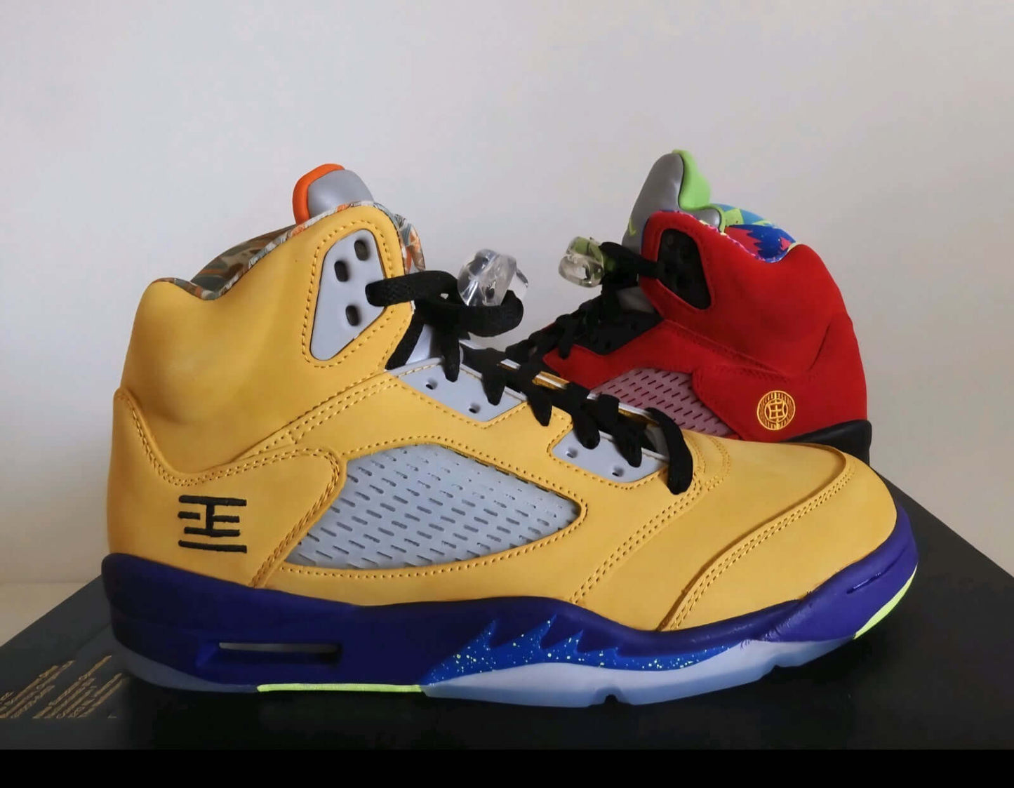 Air Jordan 5 Retro “What The” Yellow/Red – Size 11 featuring vibrant color blocking and premium materials.