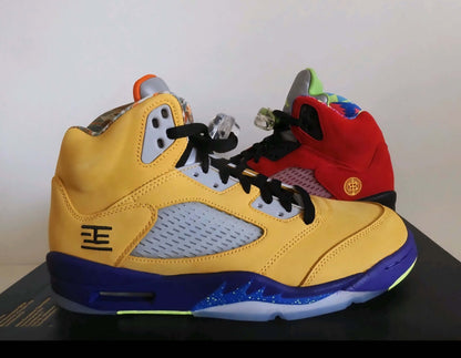 Air Jordan 5 Retro “What The” Yellow/Red – Size 11 featuring vibrant color blocking and premium materials.