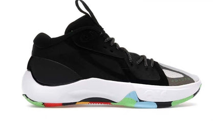 Air Jordan Zoom Separate “Black Multicolor” Basketball Shoes side view showcasing bold colors and sleek design.