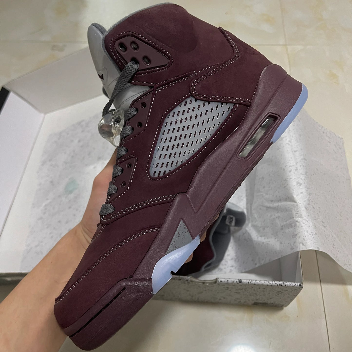 AJ 5 Burgundy Shoes Women's Sneakers – Nk0003082