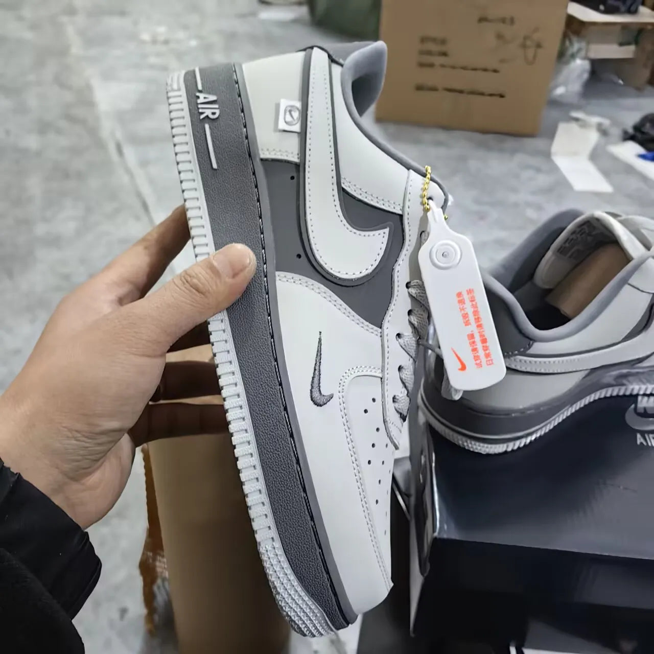 Af 1 Double White Grey Shadow Shoes Men'S Sneakers – Nk0004064