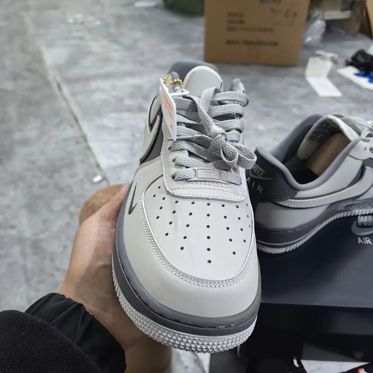 Af 1 Double White Grey Shadow Shoes Men'S Sneakers – Nk0004064