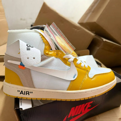 OW x AJ 1 High OG Canary Shoes Women's Sneakers – Nk0004117