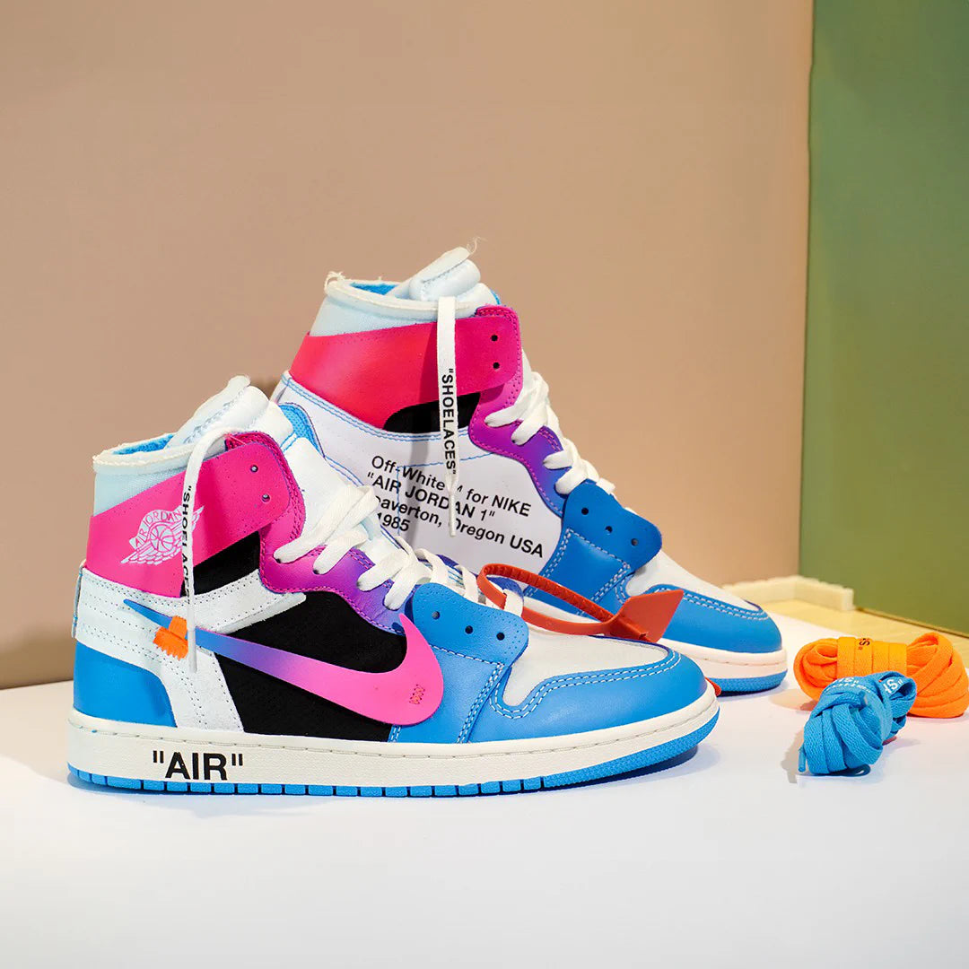 Ow X Aj 1 High Miami Vice Custom Shoes Men'S Sneakers – Nk0004543