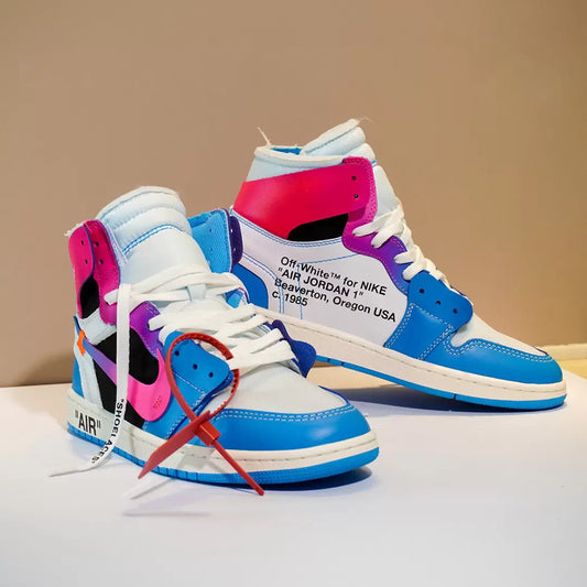 Ow X Aj 1 High Miami Vice Custom Shoes Men'S Sneakers – Nk0004543