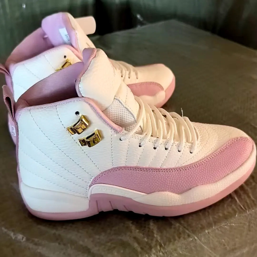AJ 12 White Pink Shoes Women's Sneakers – Nk0004590