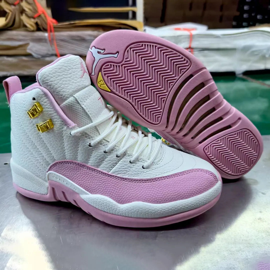 AJ 12 White Pink Shoes Women's Sneakers – Nk0004590